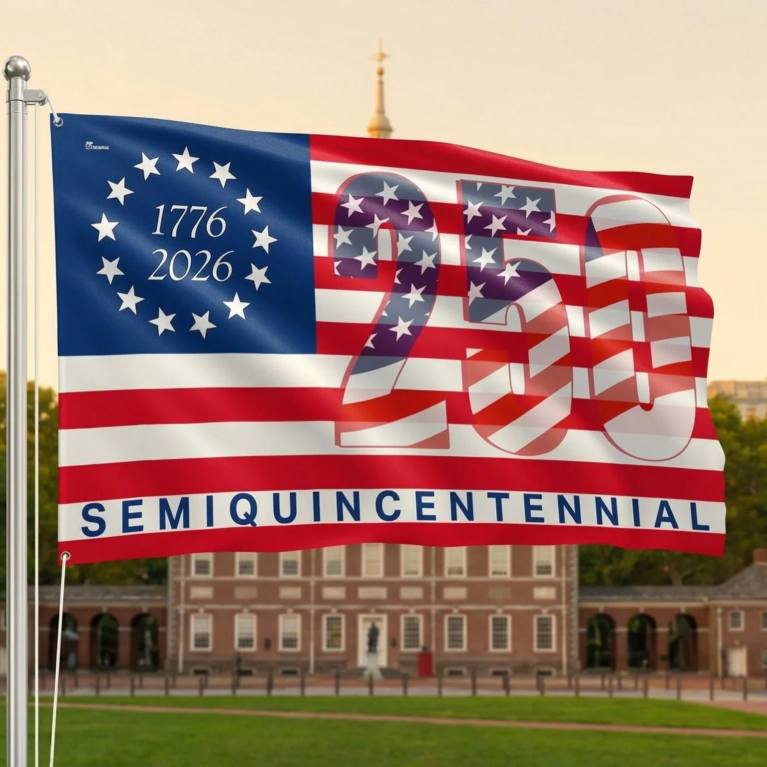 250th Anniversary Grommet Flag | America 250 1776–2026 | Flagwix