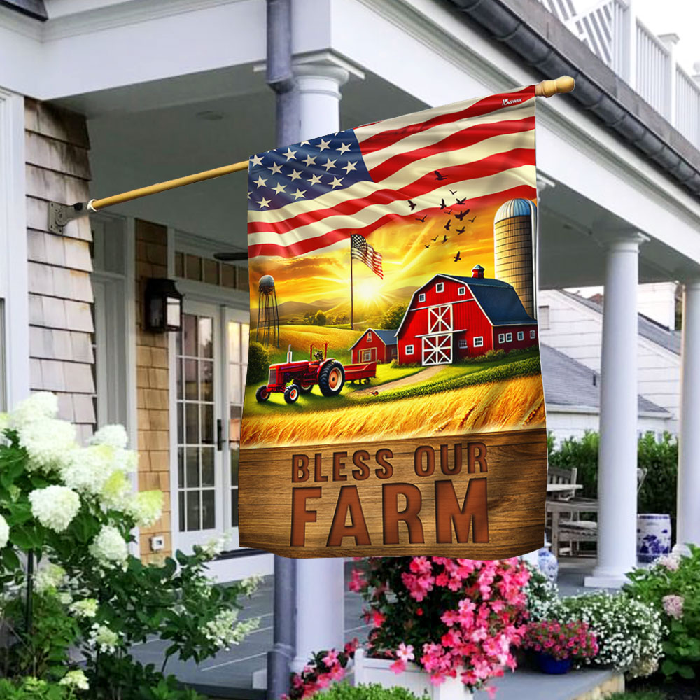 Collector's Tractor Flag – 'Bless Our Farm' Garden Banner, 11-3/4 X 17-3/4 Inches