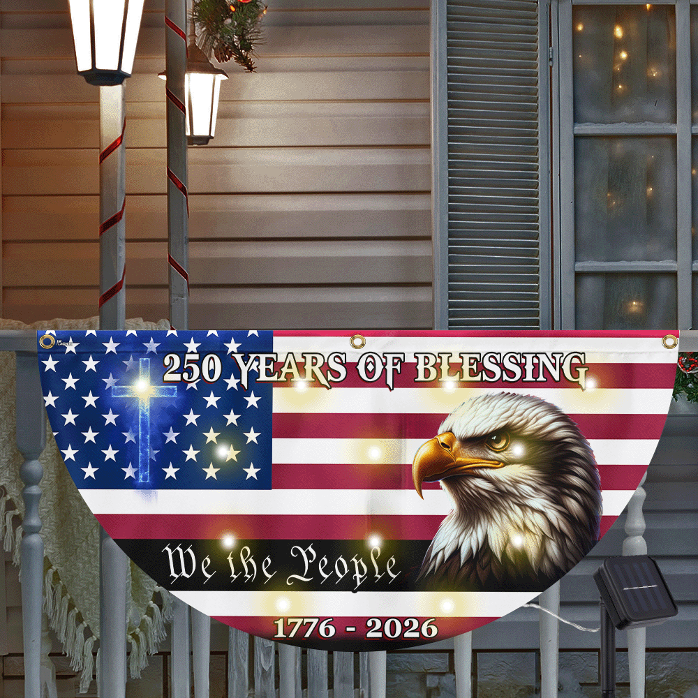 Solar LED American Flag Decoration | 250 Blessing Eagle Cross Flag