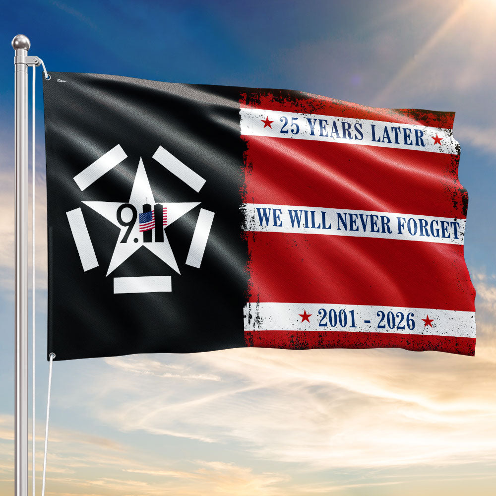 911 Flag 25 Years Never Forget, Virginia Freedom Grommet Flag