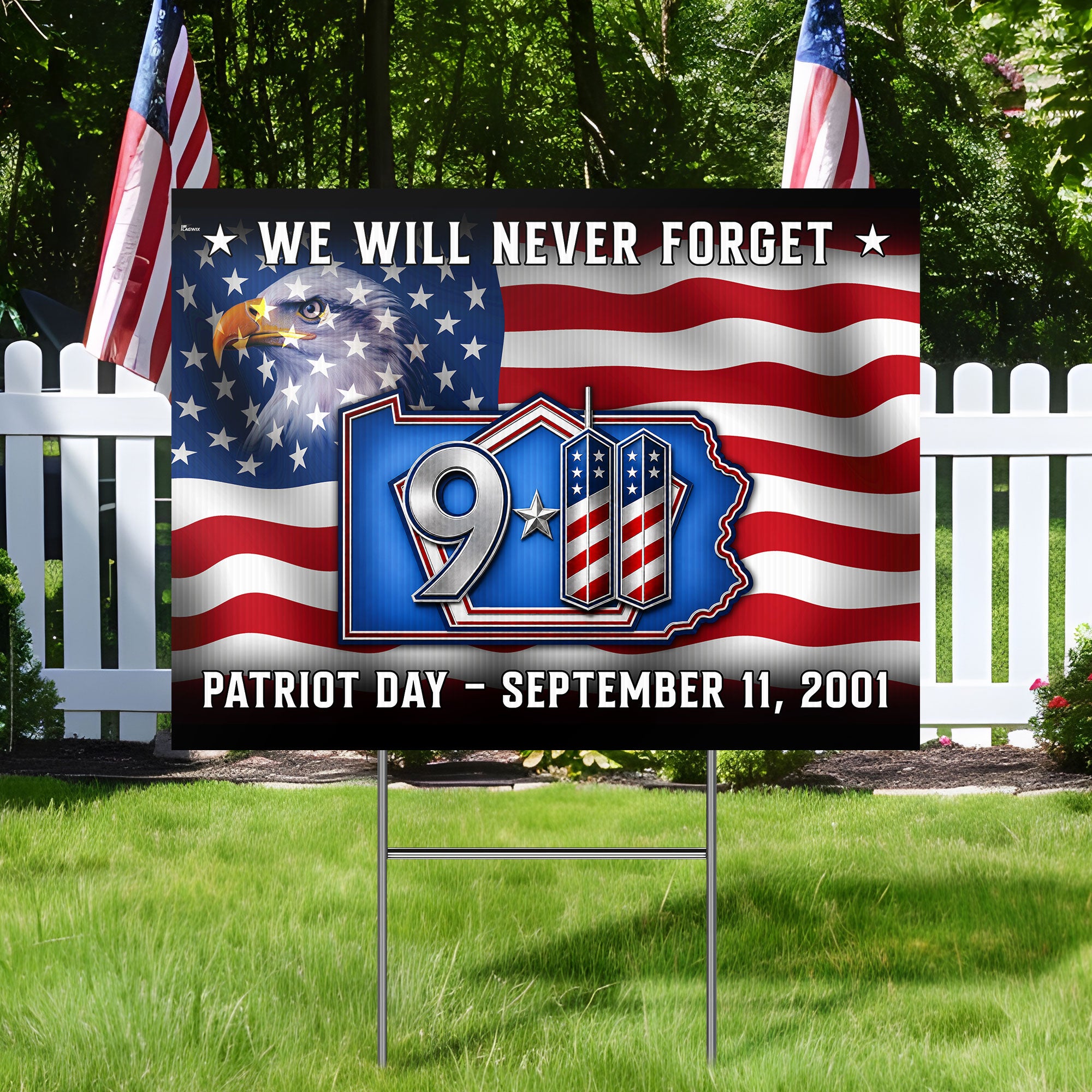 911 Memorial Yard Sign Never Forget Pentagon Patriot Day American