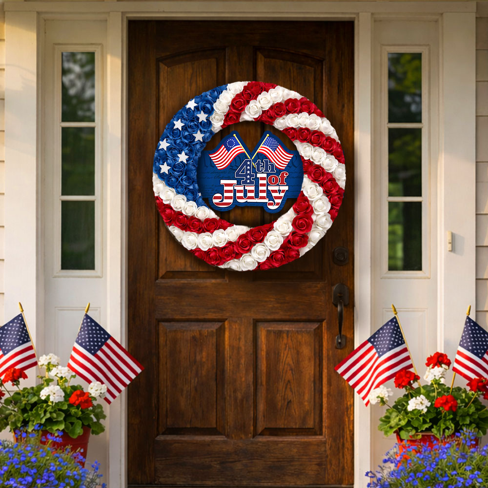 Betsy Ross 4th of July American Flag Wreath Patriotic Front Door Decor ...