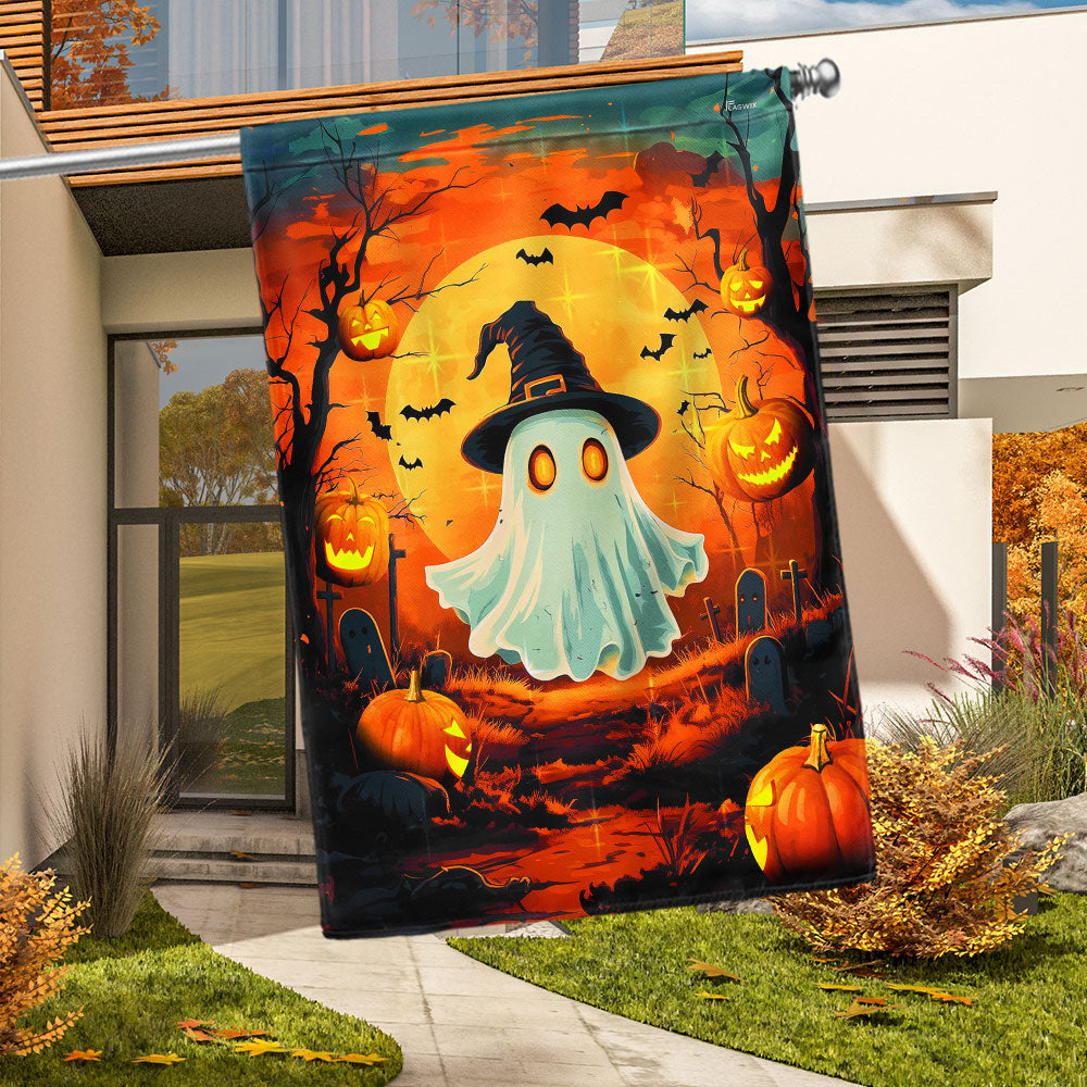 AZ FLAG - Drapeau Halloween Fantome Boo - 150x90 Cm - Drapeau Halloween Ghost 100% Polyester Avec Oeillets Métalliques Intégrés - Pavillon 110 G