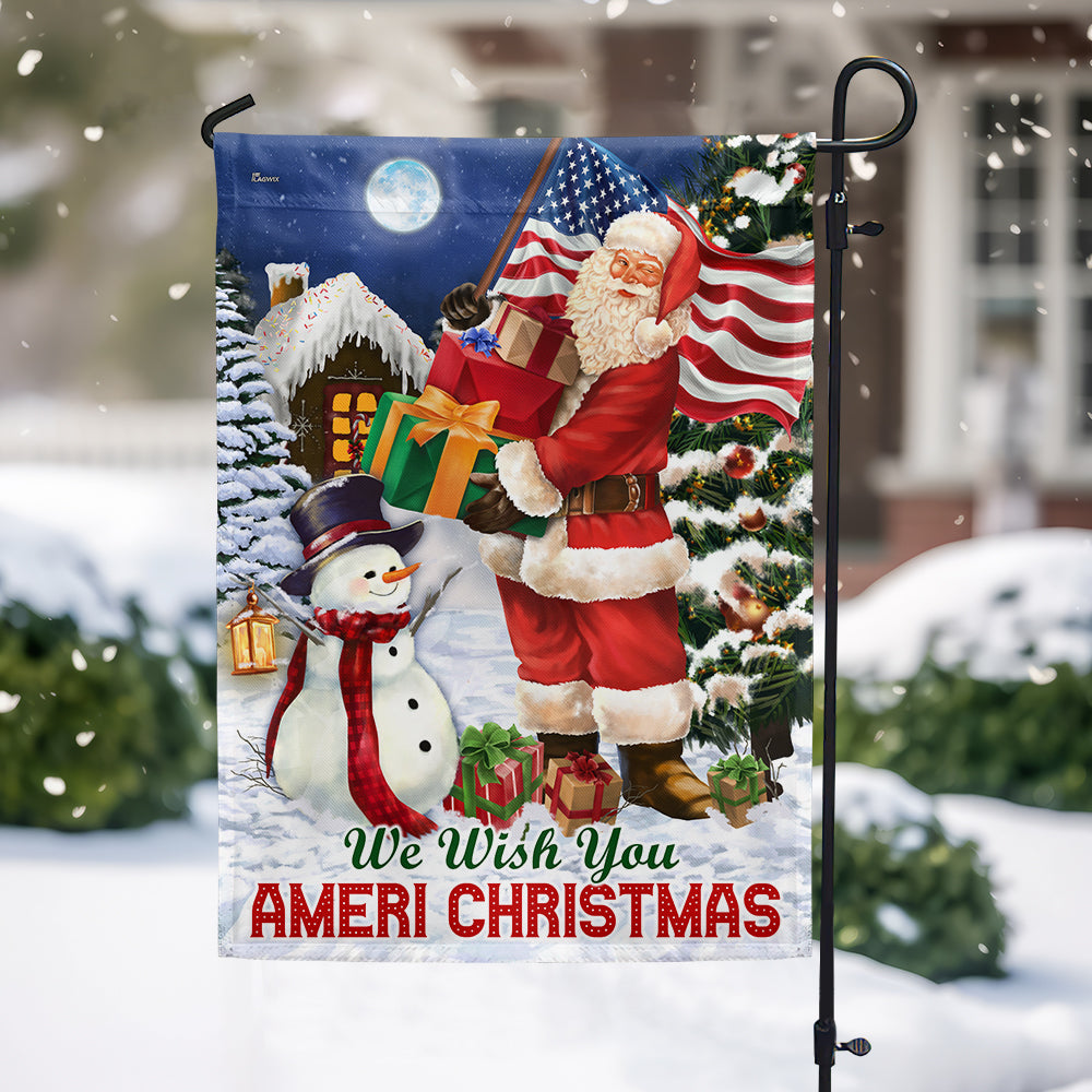 Santa Claus Snowman American Christmas We Wish You Ameri Christmas