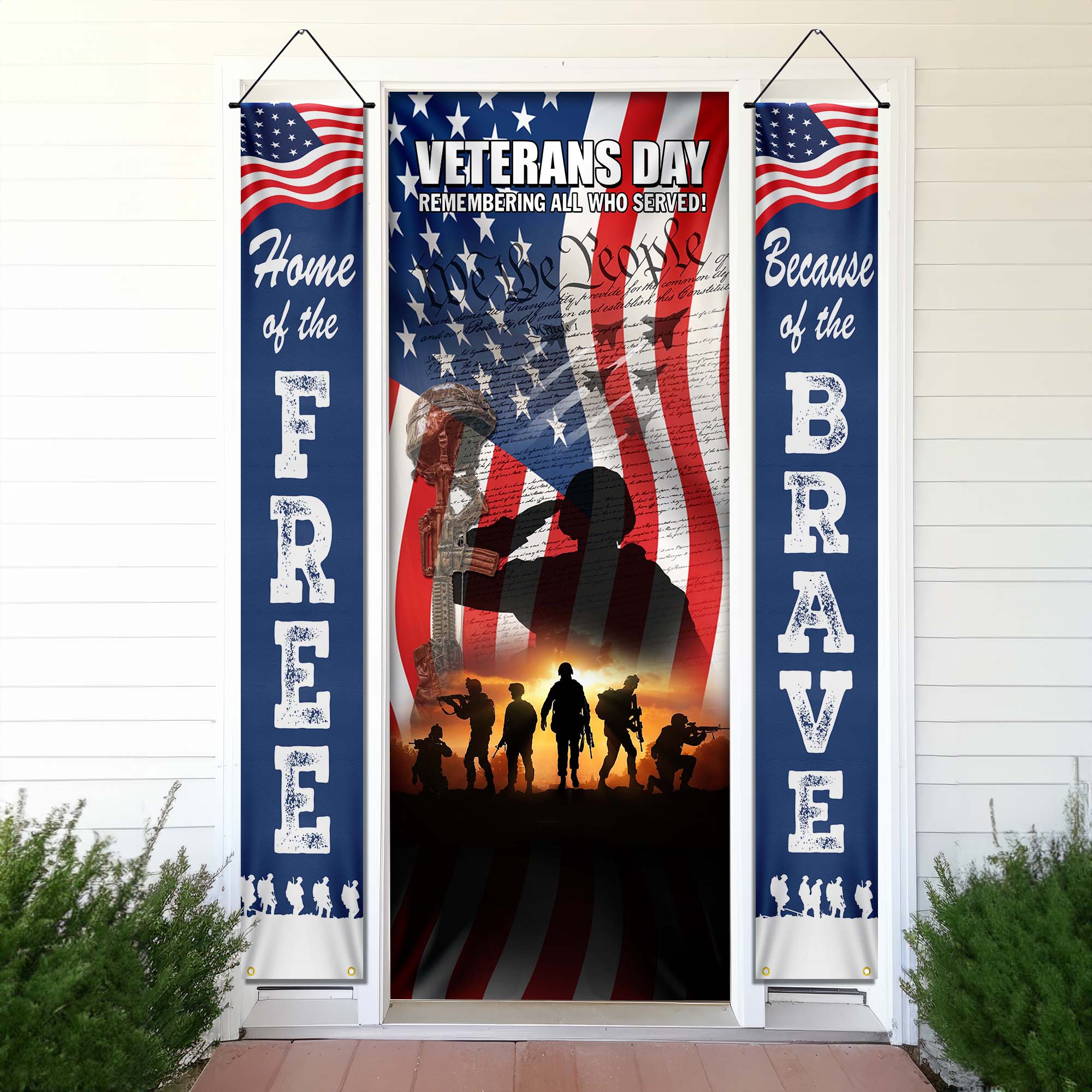 Veterans Day, Home Of The Free Because Of The Brave Door Cover & B ...