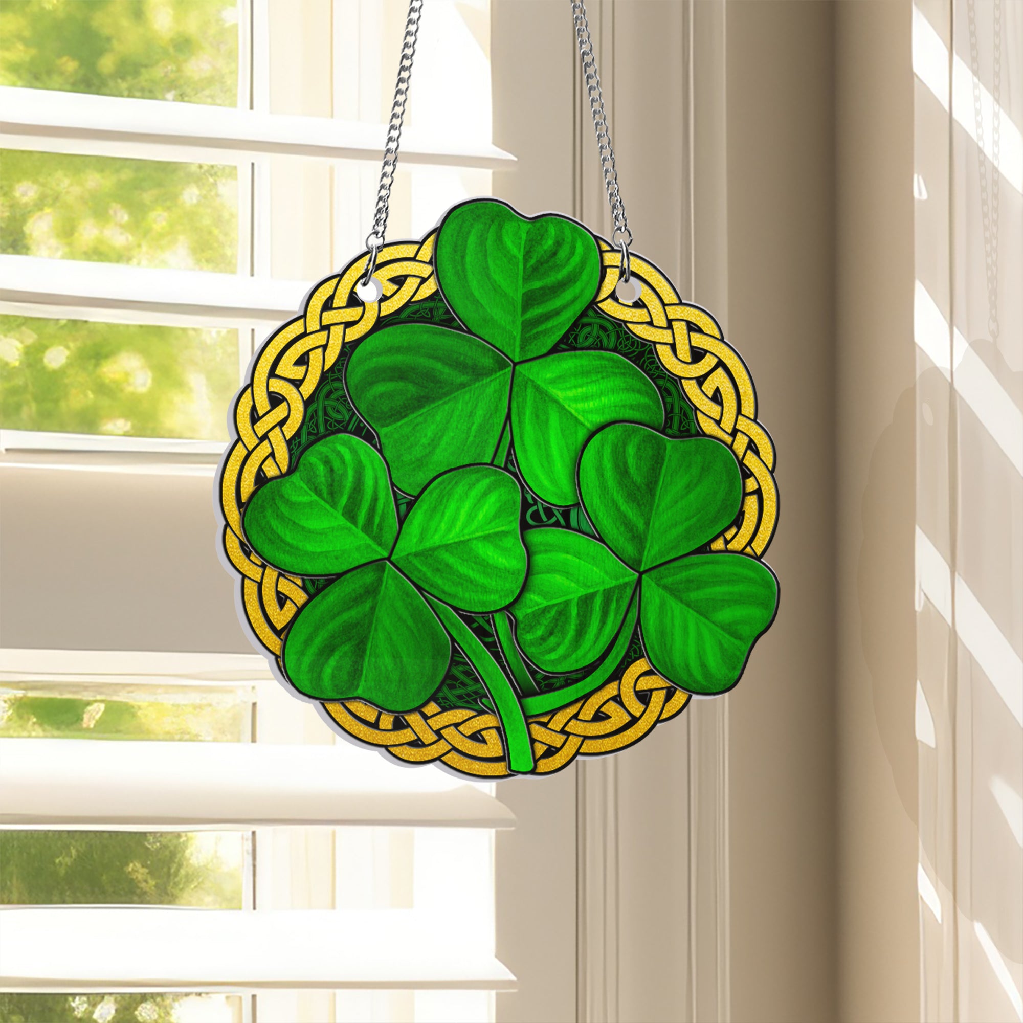 Shamrock Irish St. Patrick’s Day Acrylic Suncatcher Hanging – Flagwix