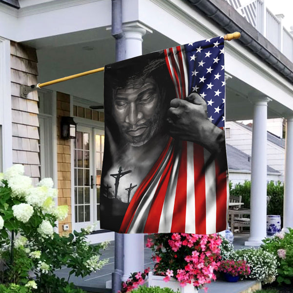 Jesus Flag Black Jesus American US Flag