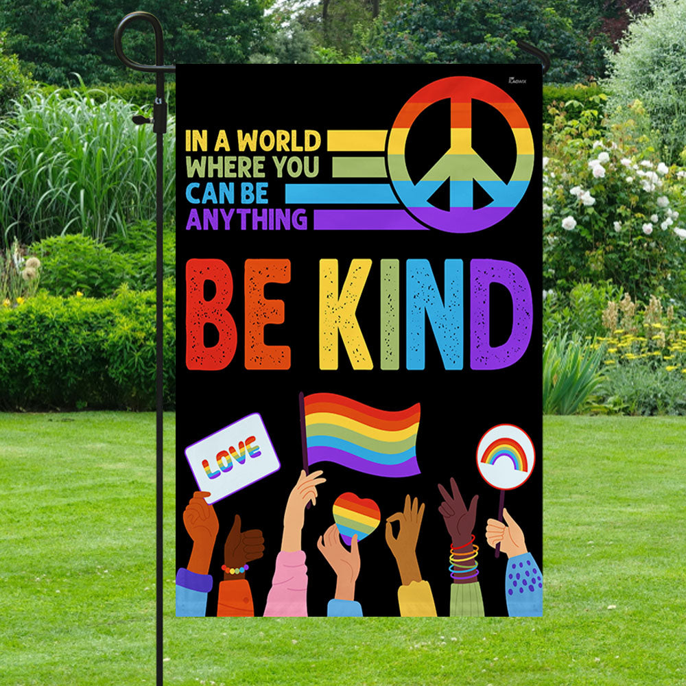 Be Kind LGBT Pride Peace Sign Flag