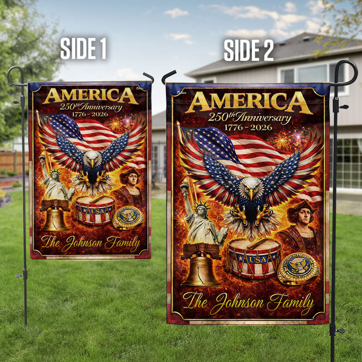 Personalized America 250th Anniversary Flag, Fire Flame Eagle Flag ...
