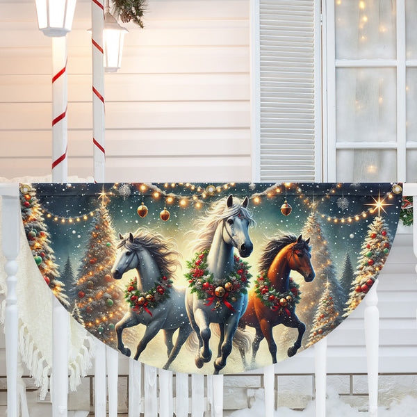 Horse Christmas Non-Pleated Fan Flag TQN4111FL