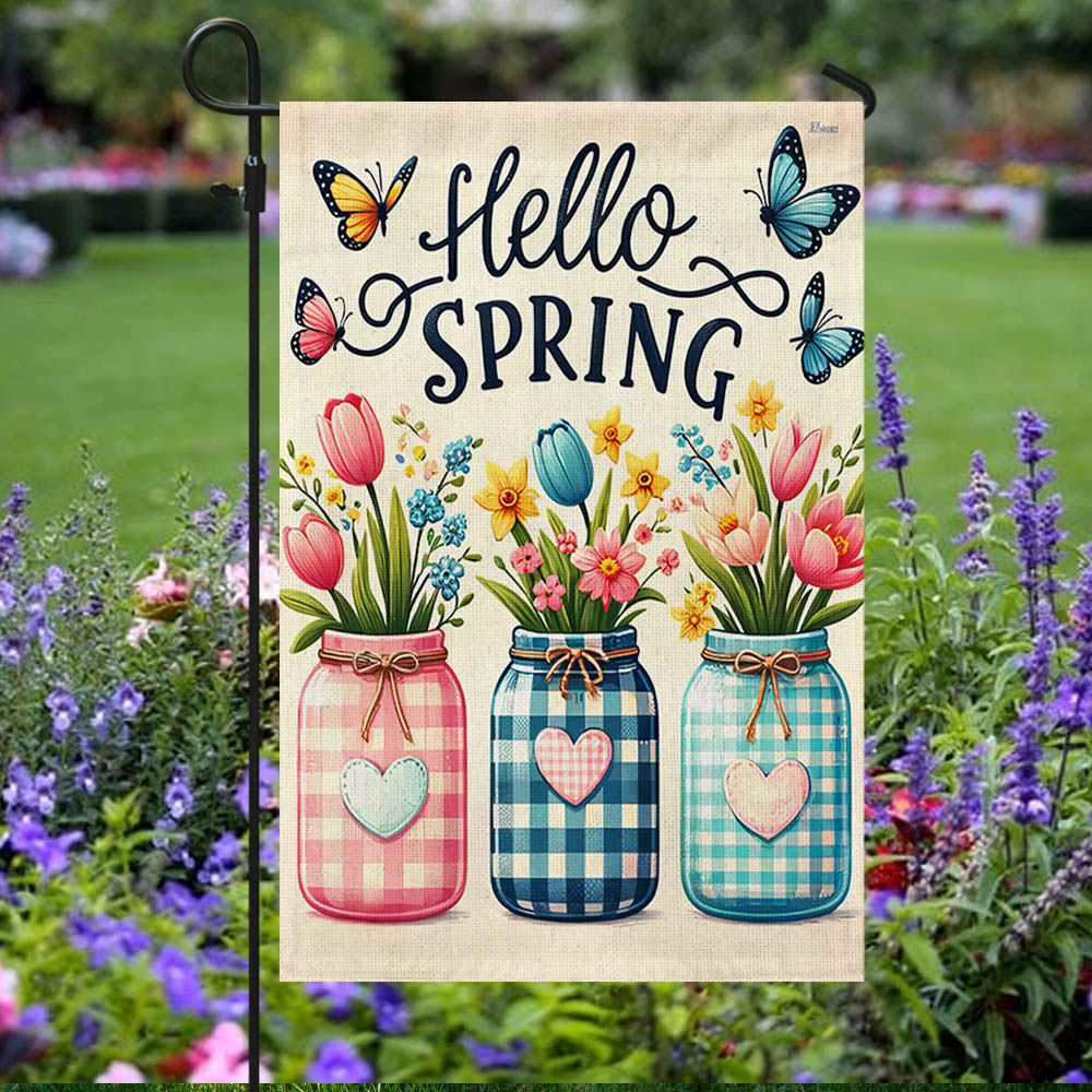 Hello Spring Flag FLAGWIX Hello Spring Flowers Flag – Flagwix