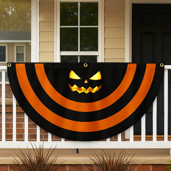 Halloween Pumpkin Scary Non-Pleated Fan Flag