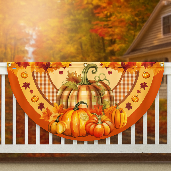 Fall Flag Pumpkin Thanksgiving Non-Pleated Fan Flag