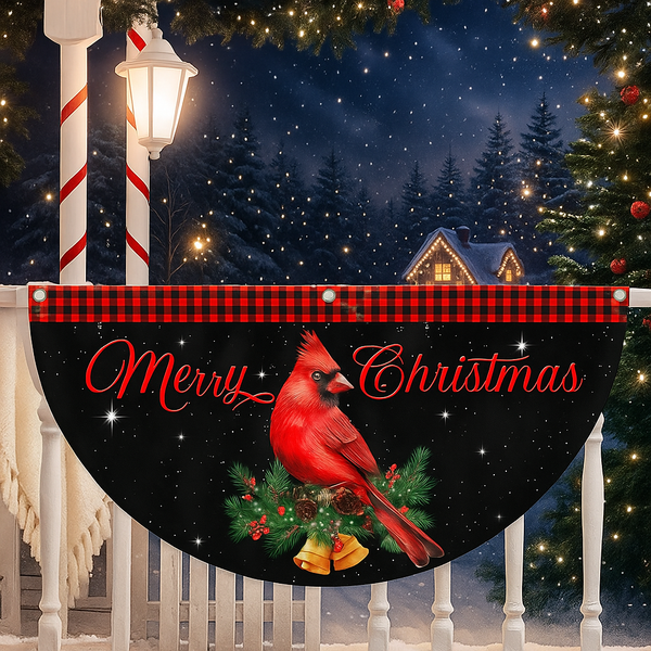 Cardinal Merry Christmas Fan Flag - Holiday Gift & Festive Home Décor, Non-Pleated  - 3-Day Shipping