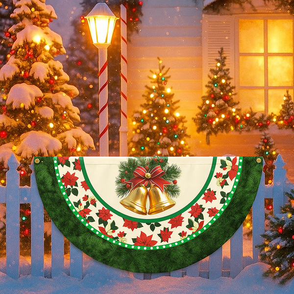 Beautiful Jingle Bells Poinsettia Flowers Christmas Bunting