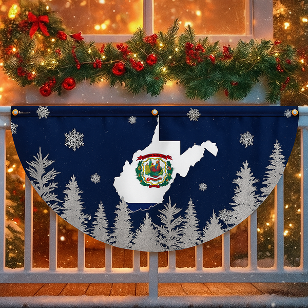 West Virginia Christmas Non-Pleated Fan Flag