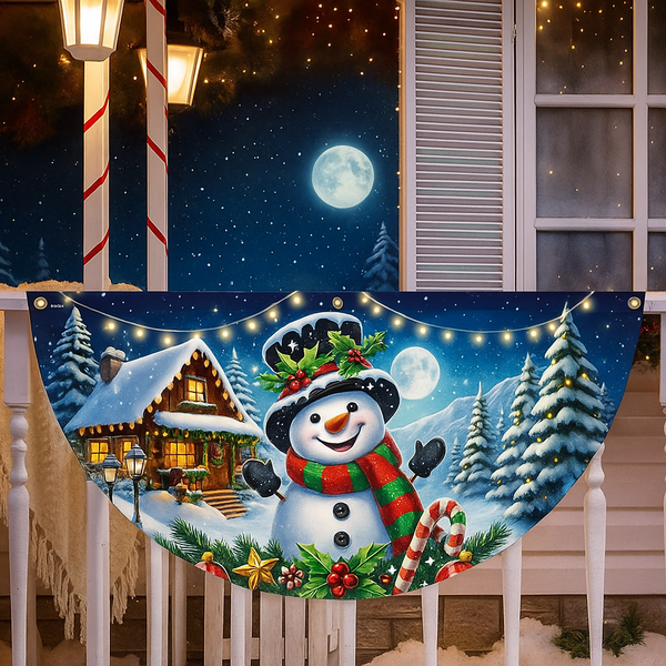 Snowman Winter Christmas Non-Pleated Fan Flag