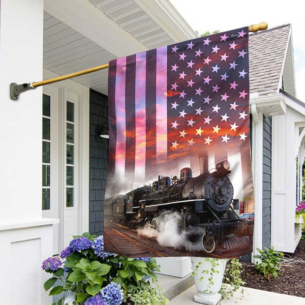 Old Steam Train US Flag DBD3124Fv1