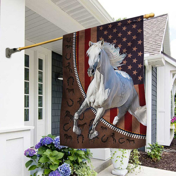 Horse US Flag White Horse Spirit Run DBD3135F