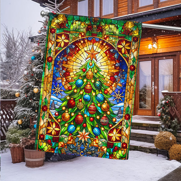 Stained Glass Christmas Tree Flag MLN4228F