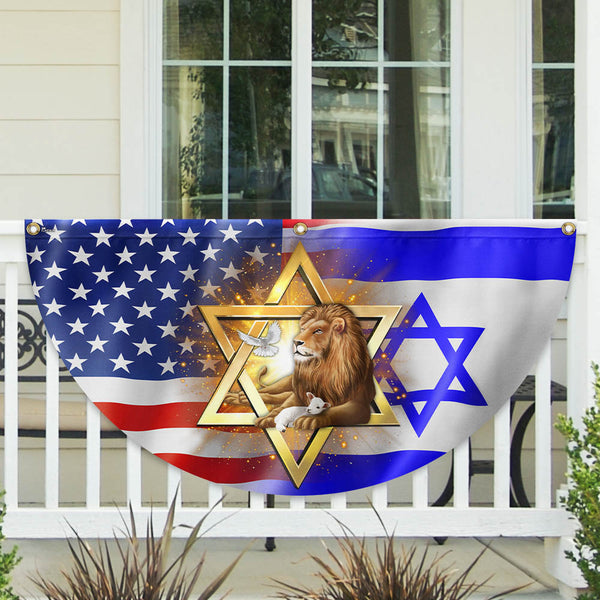 Jewish Lion Of Judah Israel American Non-Pleated Fan Flag TQN3562FL