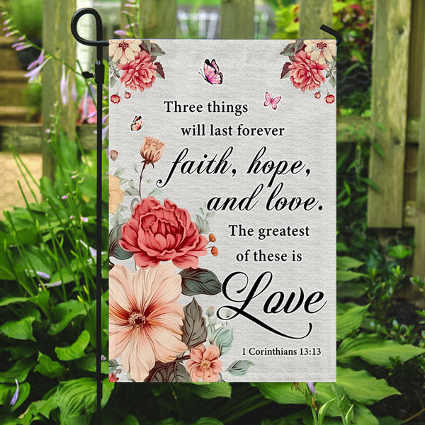 Faith Love Hope Bible Verse Christian Flag