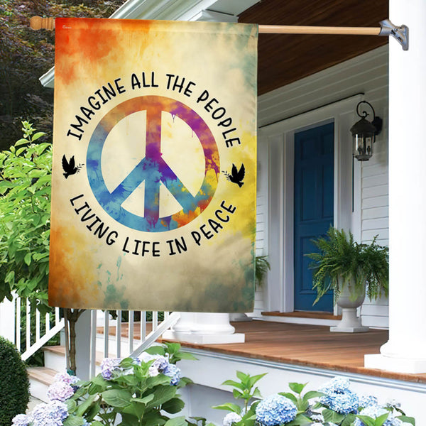 Hippie Flag Imagine All The People Living Life In Peace