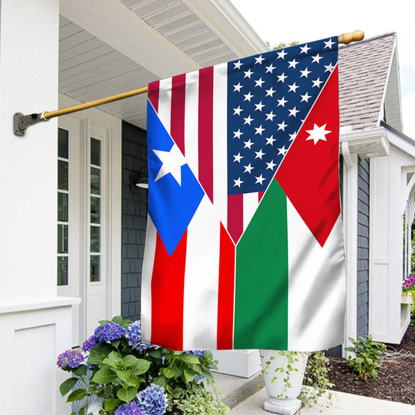 Puerto Rican, USA and Jordan Friendship Flag