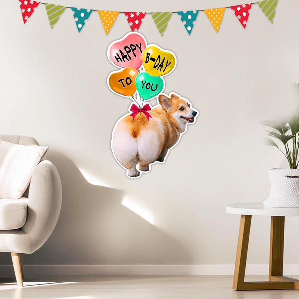 Corgi Dog Happy Birthday To You Hanging Metal Sign