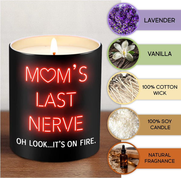 Mom Last Nerve Flame Candle Funny Gifts For Mom Lavender Vanilla 10oz Tin Candle