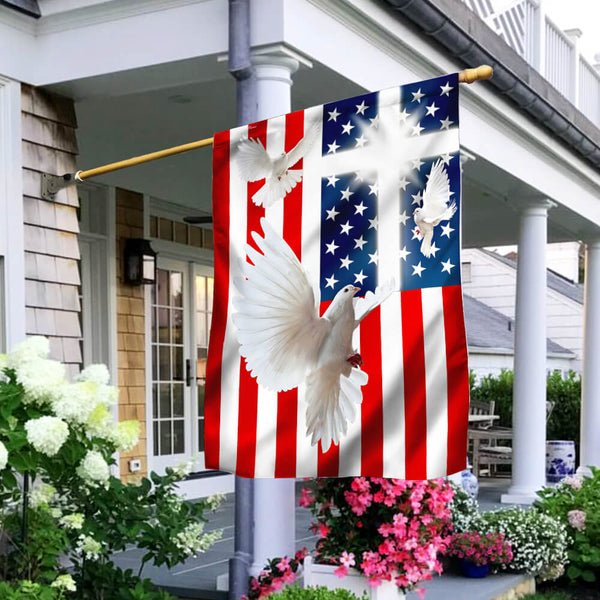 Peace Dove Christian Cross American Flag ANT171F