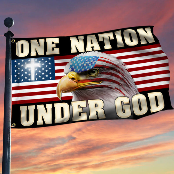 One Nation Under God Patriotic Eagle Grommet Flag