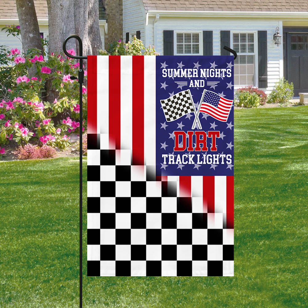 Dirt Track Racing Checkered Racing American Flag Summer Nights and