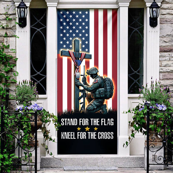 Stand For The Flag, Veteran Christian Cross Memorial American Door Cover TPT1608D