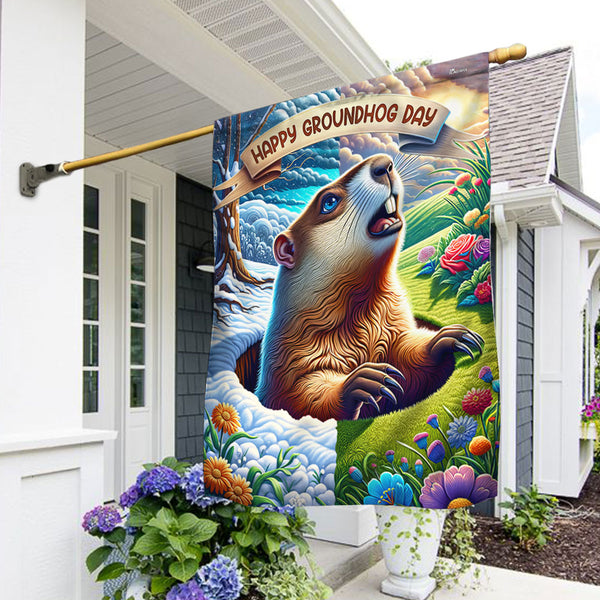 FLAGWIX  Happy Groundhog Day Flag