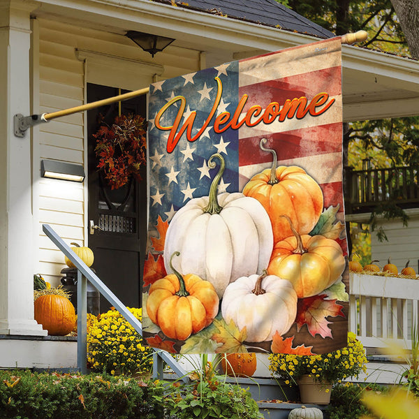 Welcome Fall Pumpkins Flag