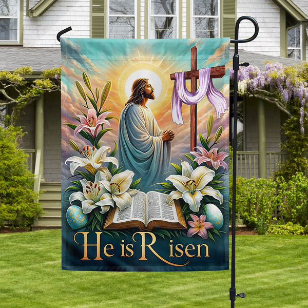FLAGWIX  Christian Cross Jesus Easter Day He Is Risen Flag MLN2407F