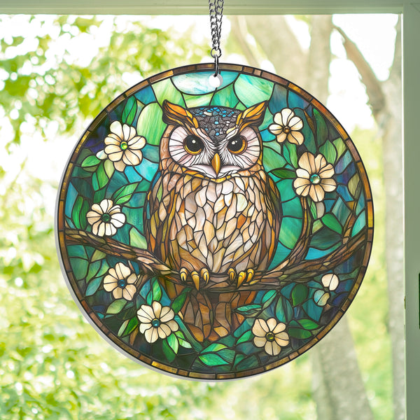 Owl On A Branch Suncatcher Acrylic Hanging
