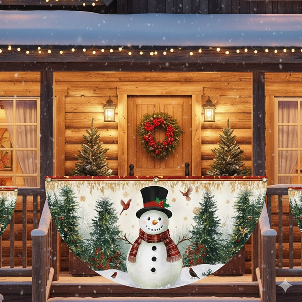 Snowman Festive Winter Holiday Christmas Non-Pleated Fan Flag