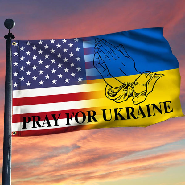 Pray For Ukraine, America Ukraine Grommet Flag
