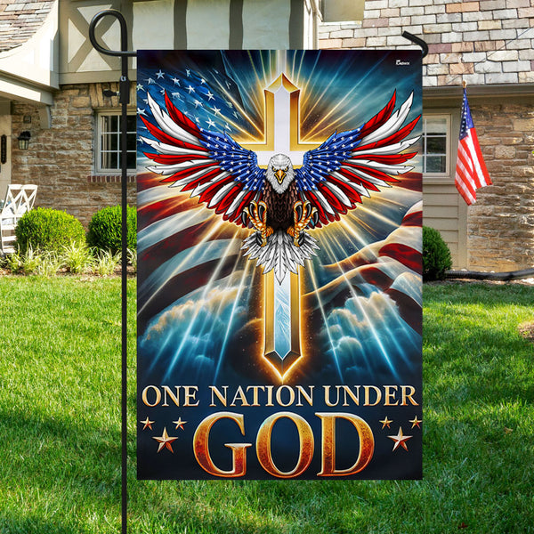 Eagle God Christian Cross Flag One Nation Under God