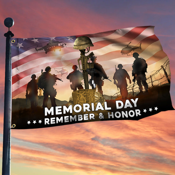 Memorial Day Flag Remember And Honor Veterans Grommet Flag TPT1669GF