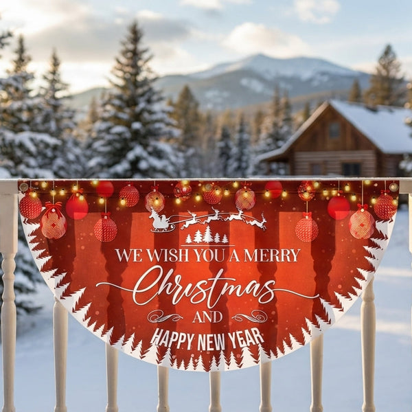 We Wish You A Merry Christmas And Happy New Year Non-Pleated Fan Flag