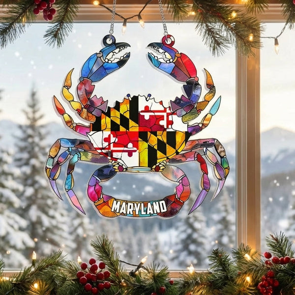 Maryland State Gift, Maryland Day, Maryland Flag Acrylic Hanging Sign 3-Day Shipping