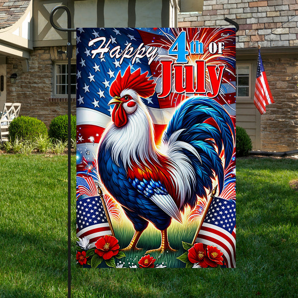 Patriotic Rooster Farm Life 4th of july Flag MLN3276F