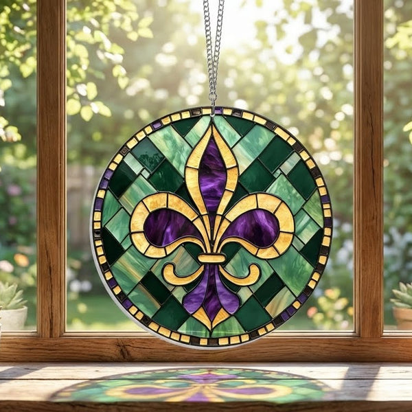 Louisiana Fleur De Lis Suncatcher Mardi Gras Fleur de Lis Acrylic Hanging Sign