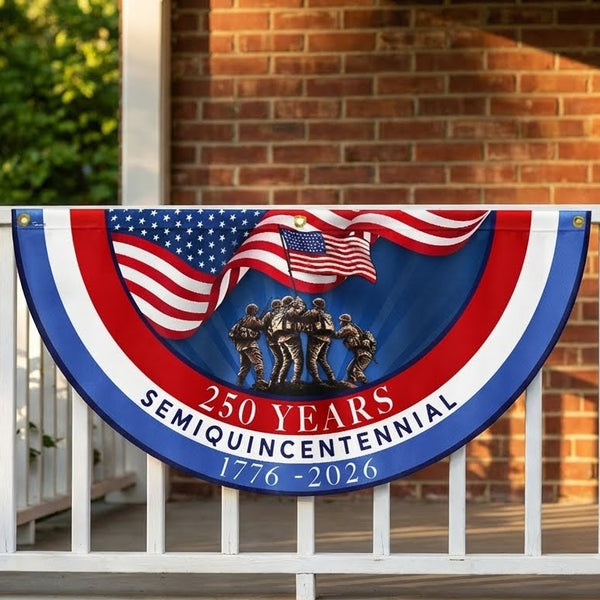 Flagwix American Flag - USA 250th Anniversary Semiquincentennial Non-Pleated Fan Flag