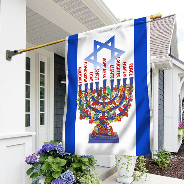 Peace Love Family Hanukkah Holiday Flag TPT712FSC