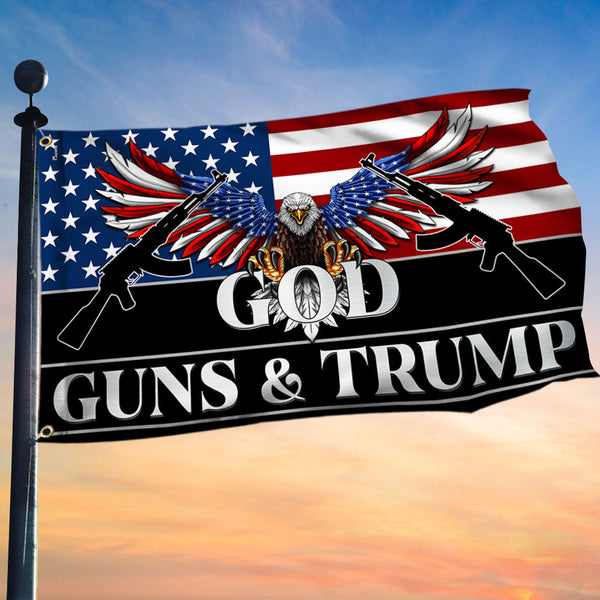 God Guns And Trump 2024 Grommet Flag