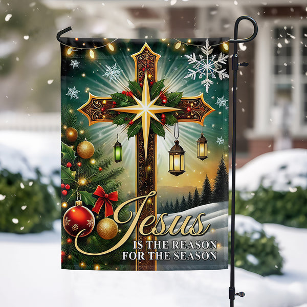Christian Cross Christmas Flag Jesus Is The Reason For The Season Flag MLN4081F